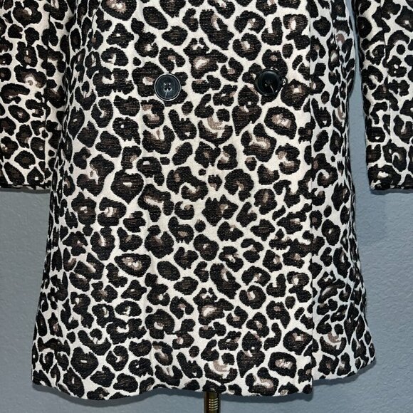 ANTHROPOLOGIE Leopard Animal Print Double Breasted Jacket Coat - EUC - Size 0 - Picture 4 of 16